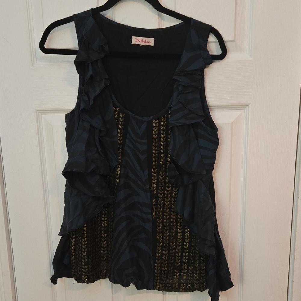 Black and Gold Ruffle Top